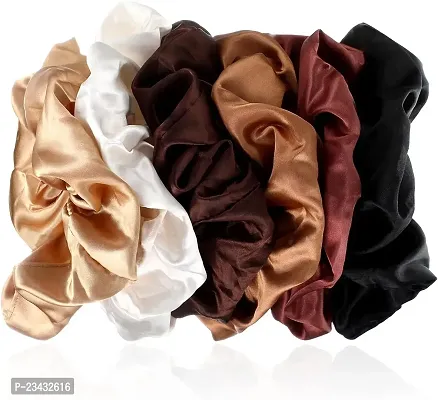 QVARKY 3 set Satin silk Scrunchies| 3 Pcs Regular Scrunchies - Silk Satin Scrunchies for Hair - Scrunchy for Thick Hair- Silk hair ties for Women, girls, lady and children (PATTERN 2)-thumb3