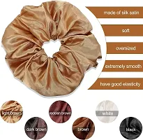 QVARKY 3 set Satin silk Scrunchies| 3 Pcs Regular Scrunchies - Silk Satin Scrunchies for Hair - Scrunchy for Thick Hair- Silk hair ties for Women, girls, lady and children (PATTERN 2)-thumb4