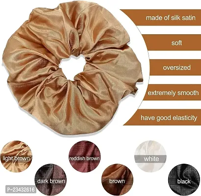 QVARKY 3 set Satin silk Scrunchies| 3 Pcs Regular Scrunchies - Silk Satin Scrunchies for Hair - Scrunchy for Thick Hair- Silk hair ties for Women, girls, lady and children (PATTERN 2)-thumb5