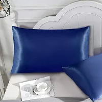 QVARKY Premium Satin Silk Pillow Covers Pillowcase for Hair and Skin 2 Pack Satin Pillowcase with Envelope Closure Cool Super Soft and Luxury (Navy Blue)-thumb3