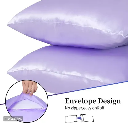 QVARKY Premium Satin Silk Pillow Covers Pillowcase for Hair and Skin 2 Pack Satin Pillowcase with Envelope Closure Cool Super Soft and Luxury (Lavender)-thumb5