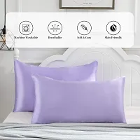QVARKY Premium Satin Silk Pillow Covers Pillowcase for Hair and Skin 2 Pack Satin Pillowcase with Envelope Closure Cool Super Soft and Luxury (Lavender)-thumb2