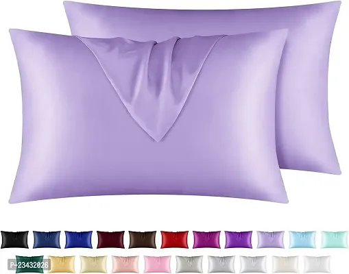 QVARKY Premium Satin Silk Pillow Covers Pillowcase for Hair and Skin 2 Pack Satin Pillowcase with Envelope Closure Cool Super Soft and Luxury (Lavender)-thumb0