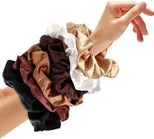 QVARKY 3 set Satin silk Scrunchies| 3 Pcs Regular Scrunchies - Silk Satin Scrunchies for Hair - Scrunchy for Thick Hair- Silk hair ties for Women, girls, lady and children (PATTERN 2)-thumb1