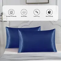 QVARKY Premium Satin Silk Pillow Covers Pillowcase for Hair and Skin 2 Pack Satin Pillowcase with Envelope Closure Cool Super Soft and Luxury (Navy Blue)-thumb4