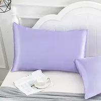QVARKY Premium Satin Silk Pillow Covers Pillowcase for Hair and Skin 2 Pack Satin Pillowcase with Envelope Closure Cool Super Soft and Luxury (Lavender)-thumb1
