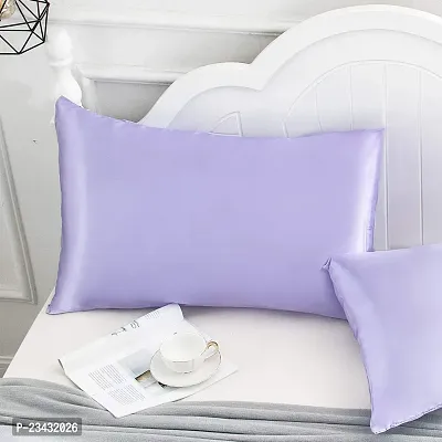 QVARKY Premium Satin Silk Pillow Covers Pillowcase for Hair and Skin 2 Pack Satin Pillowcase with Envelope Closure Cool Super Soft and Luxury (Lavender)-thumb2