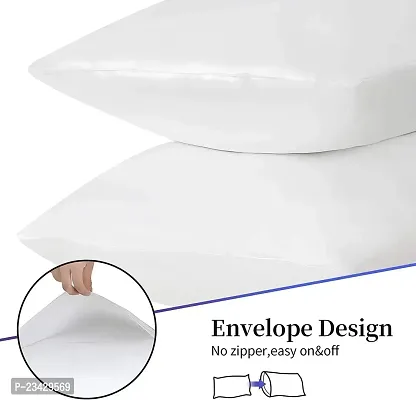 QVARKY Premium Satin Silk Pillow Covers Pillowcase for Hair and Skin 2 Pack Satin Pillowcase with Envelope Closure Cool Super Soft and Luxury (White)-thumb5