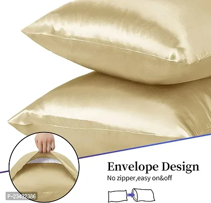 QVARKY Premium Satin Silk Pillow Covers Pillowcase for Hair and Skin 2 Pack Satin Pillowcase with Envelope Closure Cool Super Soft and Luxury (Champange)-thumb5