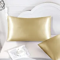 QVARKY Premium Satin Silk Pillow Covers Pillowcase for Hair and Skin 2 Pack Satin Pillowcase with Envelope Closure Cool Super Soft and Luxury (Champange)-thumb1