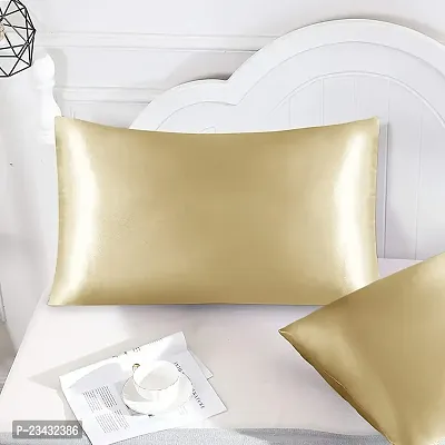 QVARKY Premium Satin Silk Pillow Covers Pillowcase for Hair and Skin 2 Pack Satin Pillowcase with Envelope Closure Cool Super Soft and Luxury (Champange)-thumb2