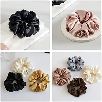 QVARKY 3 set Satin silk Scrunchies| 3 Pcs Regular Scrunchies - Silk Satin Scrunchies for Hair - Scrunchy for Thick Hair- Silk hair ties for Women, girls, lady and children (PATTERN 4)-thumb2