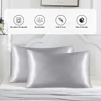 QVARKY Premium Satin Silk Pillow Covers Pillowcase for Hair and Skin 2 Pack Satin Pillowcase with Envelope Closure Cool Super Soft and Luxury (Silver Grey)-thumb2