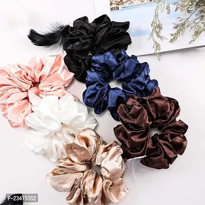 Satin silk Scrunchies| 3 Pcs Regular Scrunchies - Silk Satin Scrunchies for Hair - Scrunchy for Thick Hair- Silk hair ties for Women, girls, lady and children-thumb5