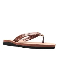 Women Stylish Flip Flops Brown-thumb1