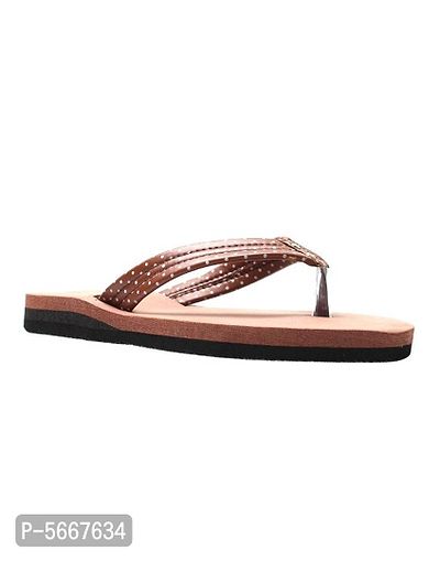 Women Stylish Flip Flops Brown-thumb2