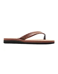 Women Stylish Flip Flops Brown-thumb4