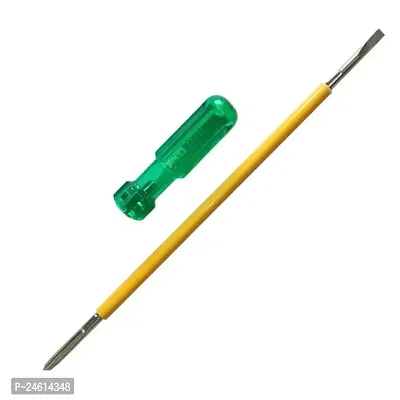 Vincentvolt Made in India 33 cm long 2 in 1 flat and Philip reversible head stainless steel screwdriver with hard plastic handle