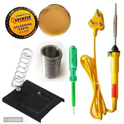 Vincentvolt Made In India Combo Of 5 In One Soldering Iron With Stand Paste Tester And Wire