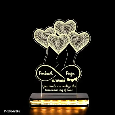 Vincentvolt 3D Heart With Infinity Loop Night Lamp With Customized Names And Date