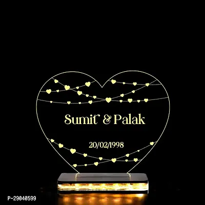 Vincentvolt Heart Shape Night Lamp With Customized Names And Date In Warm White Color-thumb0