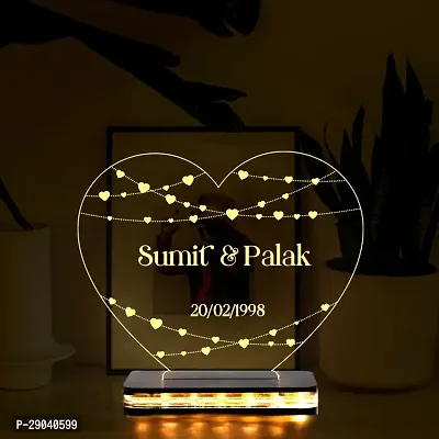 Vincentvolt Heart Shape Night Lamp With Customized Names And Date In Warm White Color-thumb2