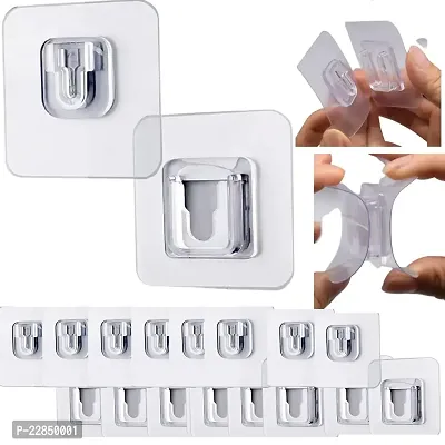 HORBAC Double-Sided Adhesive Hooks, Transparent Wall Hooks Waterproof and Oil-Proof , Reusable for Bathroom and Kitchen (Pack of 10)-thumb0