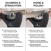 Handheld Knife Sharpener - Kitchen Chef's 3-Stage Sharpener for Metal  Ceramic Knives - With Ergonomic Handle, Non-Slip Rubber Base  Storage Pouch Plastic Material-thumb1