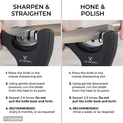 Handheld Knife Sharpener - Kitchen Chef's 3-Stage Sharpener for Metal  Ceramic Knives - With Ergonomic Handle, Non-Slip Rubber Base  Storage Pouch Plastic Material-thumb2