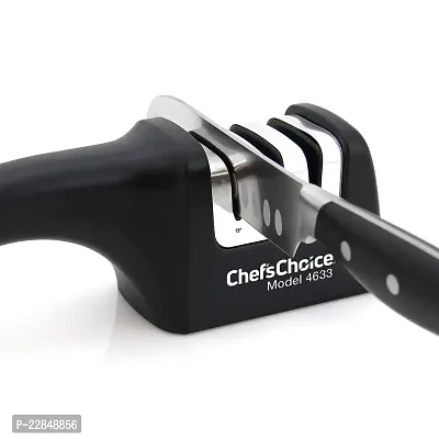 Chef'sChoice 4633 AngleSelect Diamond Hone Professional Manual Knife Sharpener for Straight and Serrated Knives with Precise Angle Control Compact Footprint Made in USA, 3-Stage, Black-thumb3