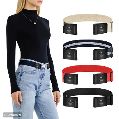 TOURZOO Belts for Women/Men Buckle Free Elastic Belt Invisible No Buckle Stretch Waist Belt For Jean Pants,Dresses,No Bulge, 1pcs/ Blue, S-M:Waist size 20''-50''-thumb0