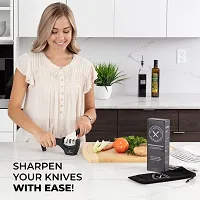 Handheld Knife Sharpener - Kitchen Chef's 3-Stage Sharpener for Metal  Ceramic Knives - With Ergonomic Handle, Non-Slip Rubber Base  Storage Pouch Plastic Material-thumb3