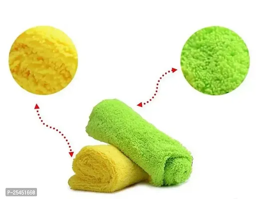 Automotive Microfibre Towels for Car Bike Cleaning Polishing Washing  Detailing (GREEN YELLOW PACK OF 2))-thumb0