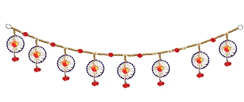 MUREN? Golden Toran with Pom Pom for Door Hanging | Toran | Bandhanwar for Home Office Diwali Decoration - Any Random Color Will Send-thumb1