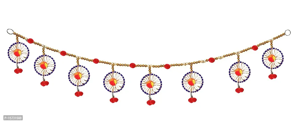 MUREN? Golden Toran with Pom Pom for Door Hanging | Toran | Bandhanwar for Home Office Diwali Decoration - Any Random Color Will Send-thumb2