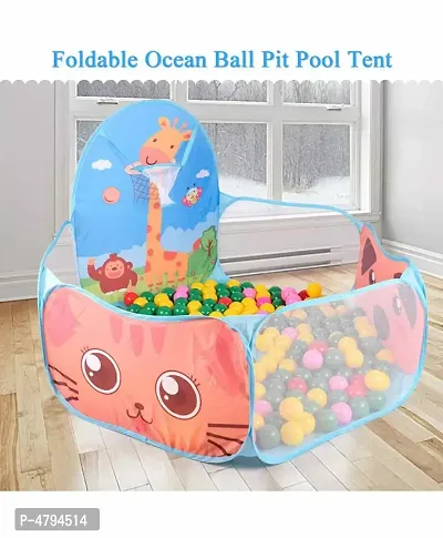 Activity Ball Pool With 50 Balls Indoor/Outdoor Play Tent House For Kids-thumb0