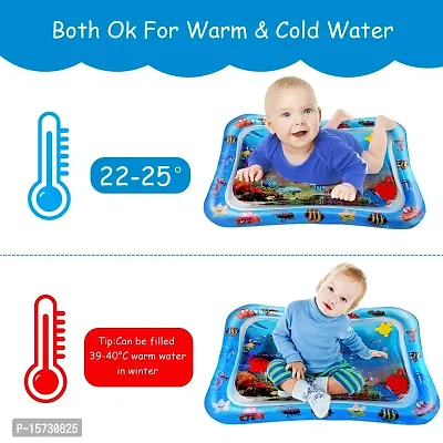 MUREN? Tummy time Play mat for Babies (Size 26?x20?) Leak-Proof Water Crawling Inflatable Mat with 5 Floating Toys for 3 4 5 6 7 8 9 10 Months Newborn Toddlers  Kids (Multicolor-Blue)-thumb5