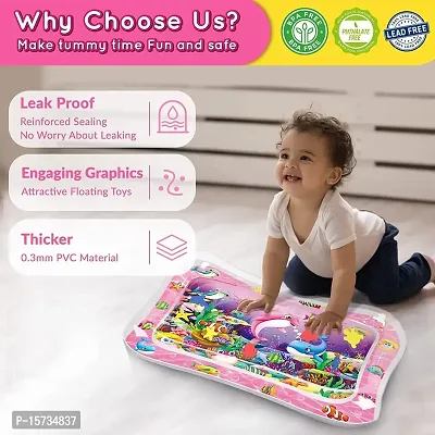 MUREN? Tummy time Play mat for Babies (Size 26?x20?) Leak-Proof Water Crawling Inflatable Mat with 5 Floating Toys for 3 4 5 6 7 8 9 10 Months Newborn Toddlers  Kids (Multicolor -Pink)-thumb4