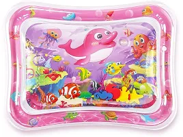 MUREN? Tummy time Play mat for Babies (Size 26?x20?) Leak-Proof Water Crawling Inflatable Mat with 5 Floating Toys for 3 4 5 6 7 8 9 10 Months Newborn Toddlers  Kids (Multicolor -Pink)-thumb1