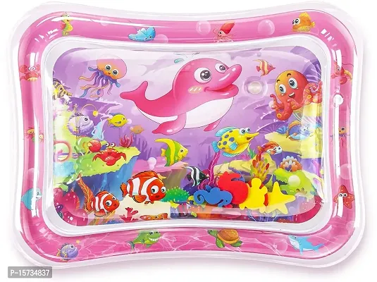 MUREN? Tummy time Play mat for Babies (Size 26?x20?) Leak-Proof Water Crawling Inflatable Mat with 5 Floating Toys for 3 4 5 6 7 8 9 10 Months Newborn Toddlers  Kids (Multicolor -Pink)-thumb2