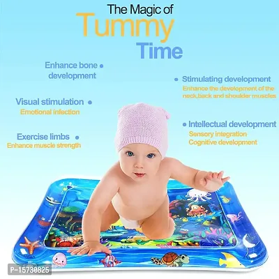 MUREN? Tummy time Play mat for Babies (Size 26?x20?) Leak-Proof Water Crawling Inflatable Mat with 5 Floating Toys for 3 4 5 6 7 8 9 10 Months Newborn Toddlers  Kids (Multicolor-Blue)-thumb4
