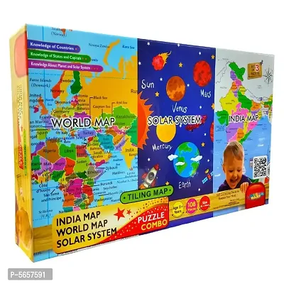 Play  Learn Jigsaw Puzzle - India Map, World Map  Solar System  (108 Pieces)-thumb0