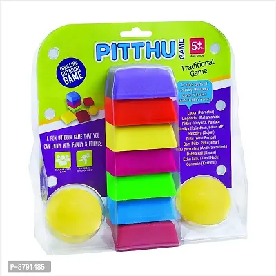 MURENreg; Lagori Pitthu/Pithoo Game Set, Seven Stones Pitthu Garam, Satoliya Game for Outdoor  Indoor for Kids/Adults-Multicolor
