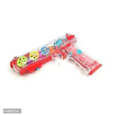 Mechanical Gear Music Light Transparent Toy Gun for Ages 3+ Kids -Battery Operated -Multicolor