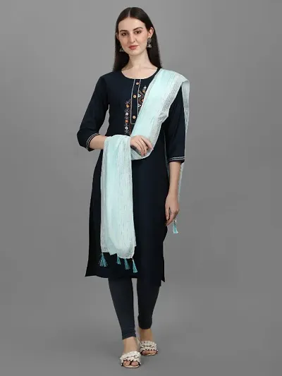 Fancy Chanderi Cotton Kurta Bottom and Dupatta Set