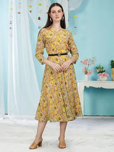 Pure Crepe Kurti With All Over Print