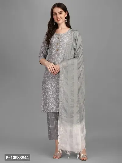 Cotton Silk Kurti With Palazzo and Dupatta Set-thumb0