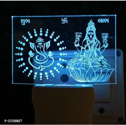 Ganesh Laxmi 3D Illusion Acrylic Night Lamp, 7 Colors Rgb Auto Colour Changing Led Plug And Play Night Light, Office Light, Best For Gift - Pack Of 1 (Sd091,Multicolour, 3 Inch)-thumb0