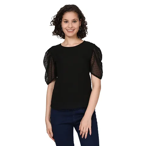 Elegant Chiffon Solid Top For Women