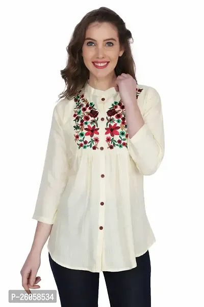 Elegant White Viscose Rayon Self Pattern Top For Women-thumb0